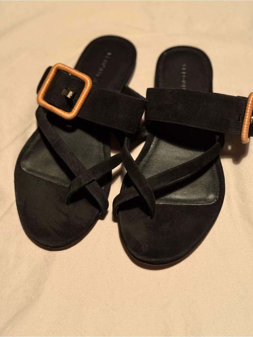 Veronica Beard Black Suede Buckle Slide Sandals. New without box. Size 7.